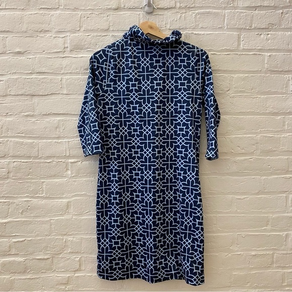 Gretchen Scott || Ruffneck Ruffle Collar Dress in Bombay Navy XS - Picture 4 of 7